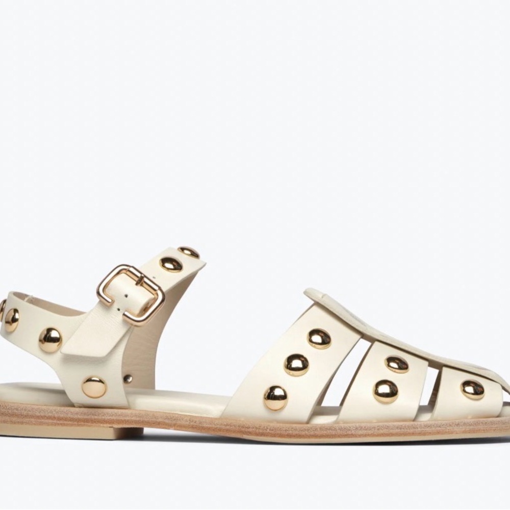 Freda Salvador Sera Sandals - Dove with gold, Size 6.5